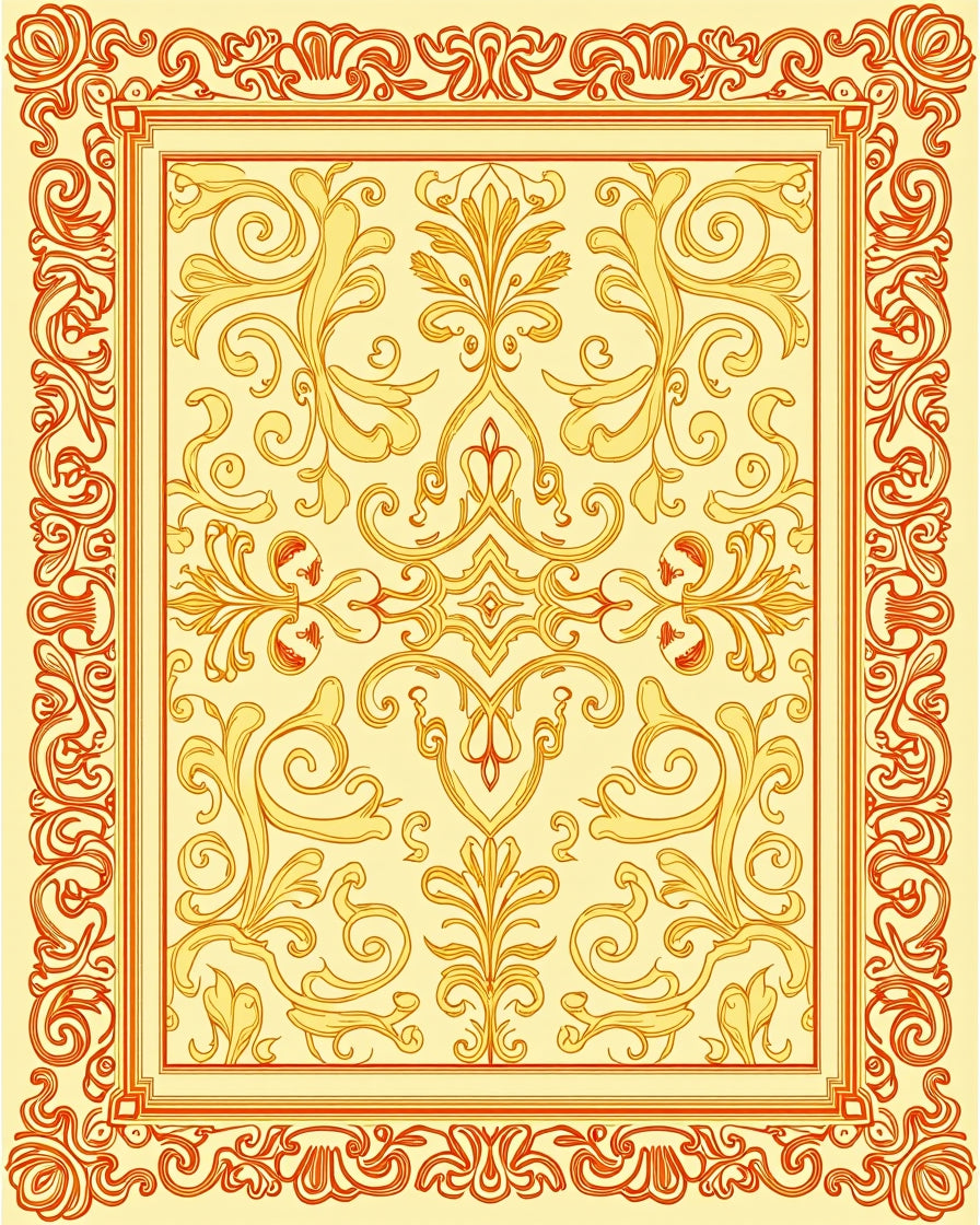 Vintage Scrollwork Floral Pattern Rug