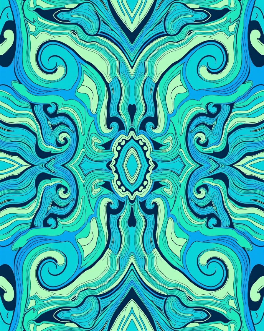 Oceanic Swirls Waves Pattern Rug
