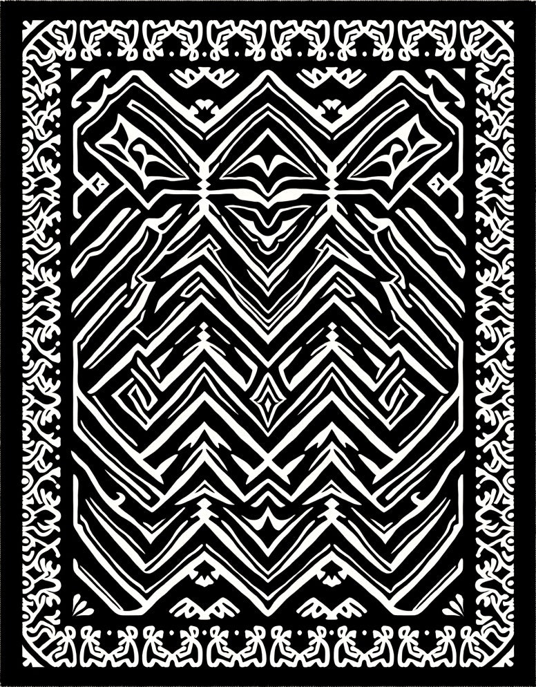 Bold Abstract Graphic Black White Pattern Rug