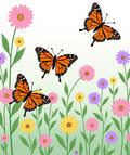 Monarch Butterflies Floral Meadow Design Rug