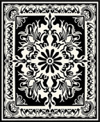 Black and Cream Ornamental Medallion Design Rug
