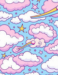 Dreamy Clouds And Stars Pattern Rug