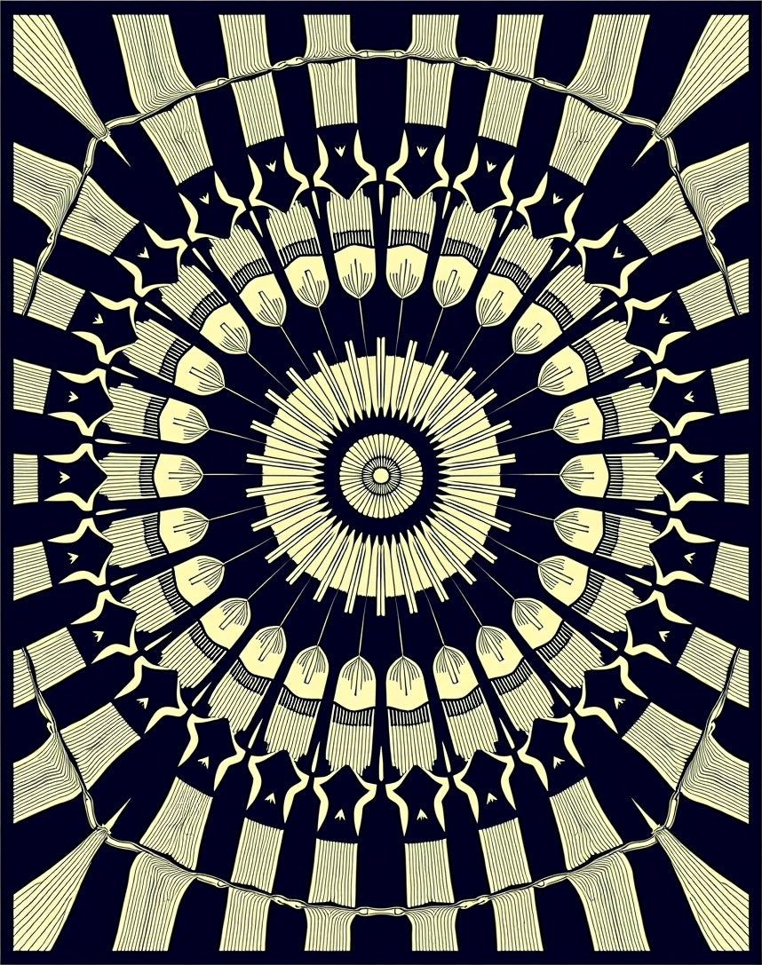 Retro Sunburst Geometric Pattern Rug