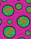Vibrant Pink Green Orange Swirl Pattern Rug