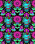 Vibrant Cat Floral Pattern Design Rug