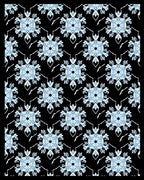 Ice Blue Floral Square Inlay Rug