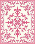 Ornate Pink Floral Medallion Pattern Rug