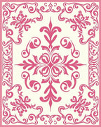 Ornate Pink Floral Medallion Pattern Rug