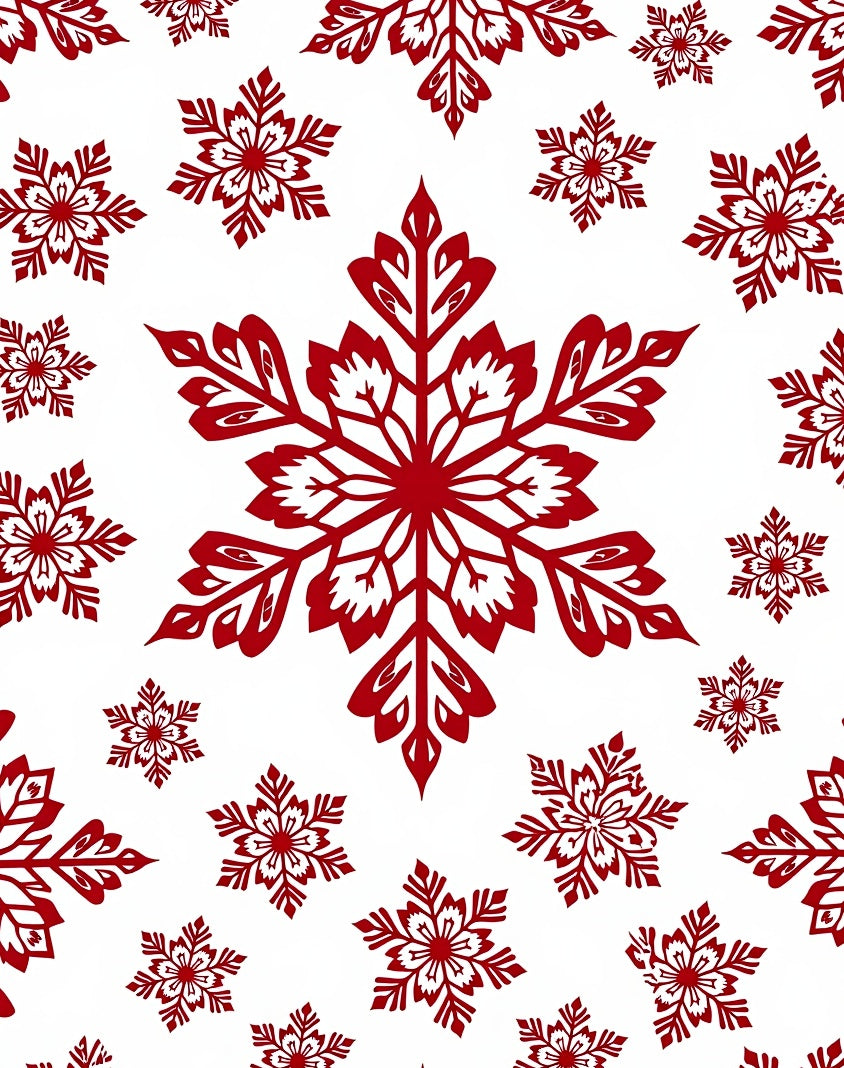 Red Snowflake Patterned Decorative Design Rug