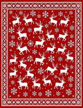 White Reindeer Snowflake Festive Pattern Rug