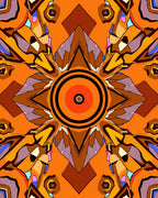 Warm Orange Abstract Geometric Design Rug