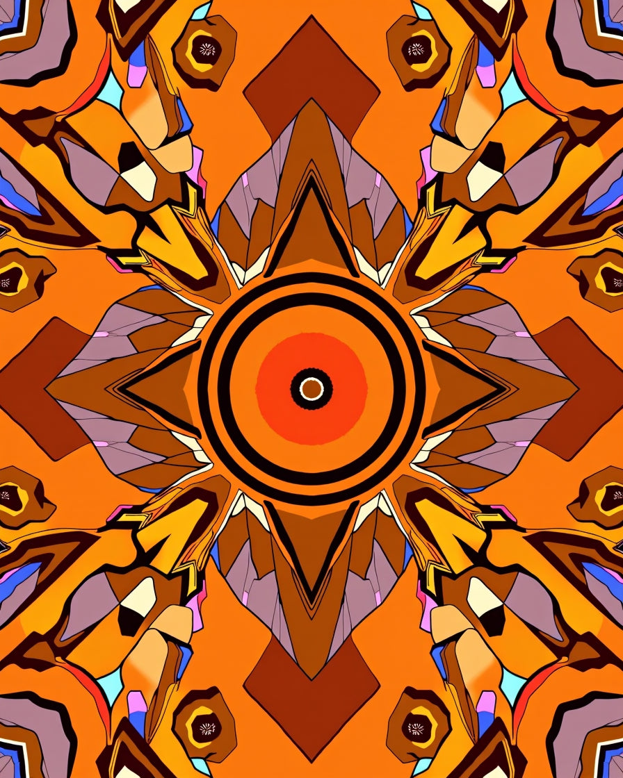 Warm Orange Abstract Geometric Design Rug