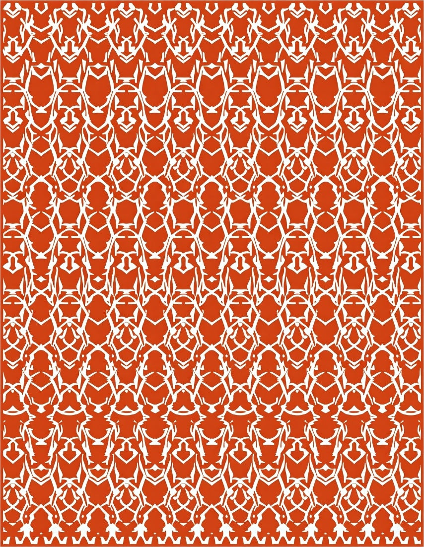 Traditional Orange White Intricate Pattern Rug