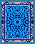 Intricate Floral Patterned Blue Rug