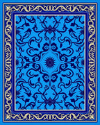 Intricate Floral Patterned Blue Rug