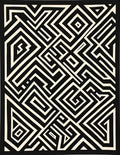 Bold Black White Geometric Maze Rug