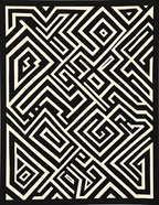 Bold Black White Geometric Maze Rug