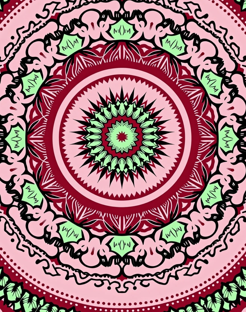 Mandala Floral Patterned Textile Design Rug