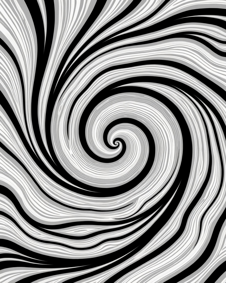 Swirling Black White Gray Pattern Rug