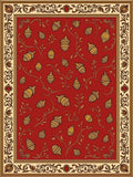 Red Acorn Vine Patterned Print Rug