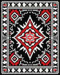 Bold Geometric Red Black White Design Rug