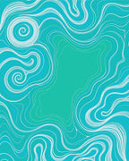Turquoise Teal Swirling Abstract Lines Rug