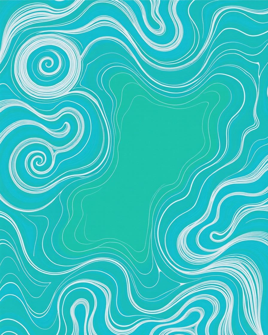 Turquoise Teal Swirling Abstract Lines Rug