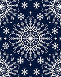 Dark Blue White Snowflake Mandala Rug