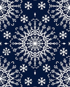 Dark Blue White Snowflake Mandala Rug