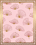 Pink Fan Pattern with Golden Border Rug
