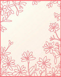 Delicate Red Floral Outline Design Rug