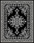 Classic White Ornate Floral Square Design Rug