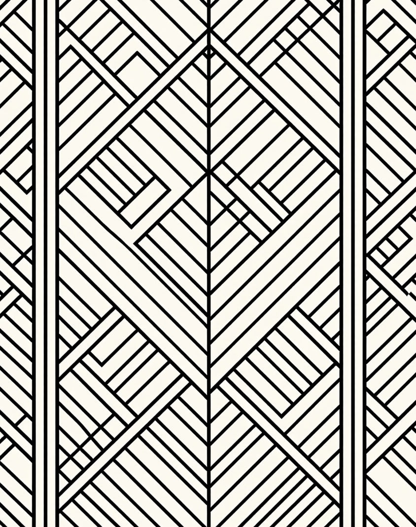 Modern Black White Geometric Design Rug