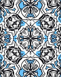 Abstract Symmetrical Black Blue Design Rug