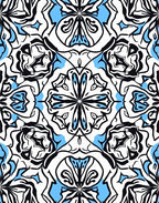 Abstract Symmetrical Black Blue Design Rug