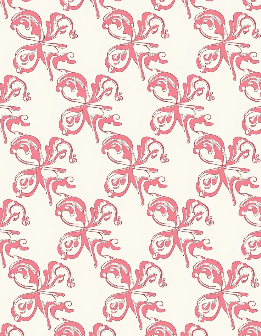 Delicate Pink Floral Swirl Pattern Rug