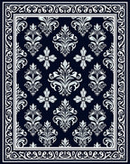 Classic White Damask Pattern Rug