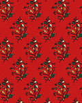Red Floral Branch Pattern Rug
