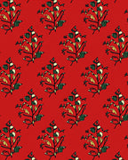 Red Floral Branch Pattern Rug