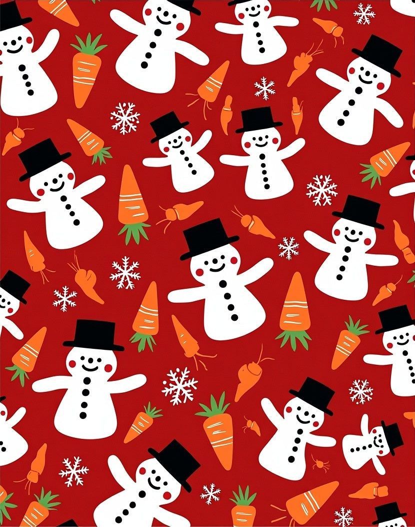 Festive Snowmen Carrots Pattern Rug