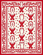 Red Folk Art Character Pattern Rug