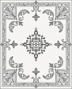 Classic Floral Scrollwork With Geometric Detail Rug