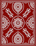Ornamental Red White Folk Art Rug