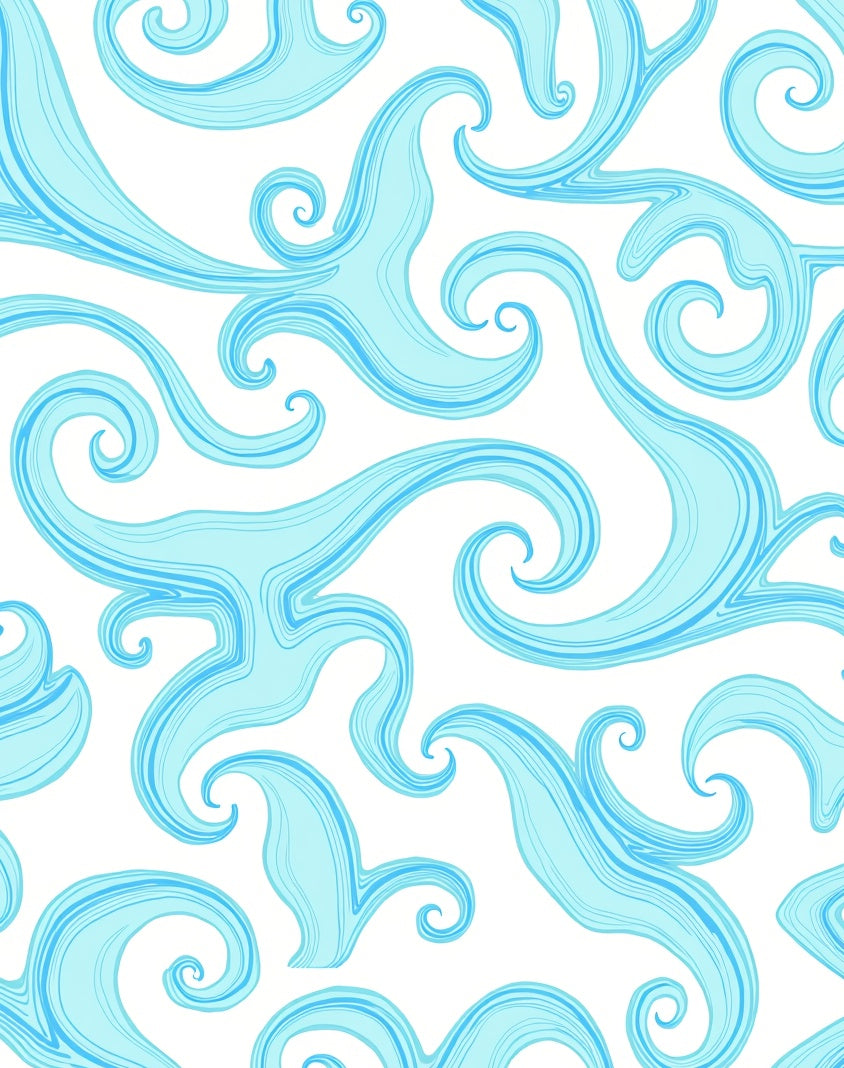 Aqua Swirls Patterned Rug