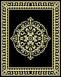 Elegant Black Yellow Ornamental Design Rug