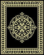 Elegant Black Yellow Ornamental Design Rug