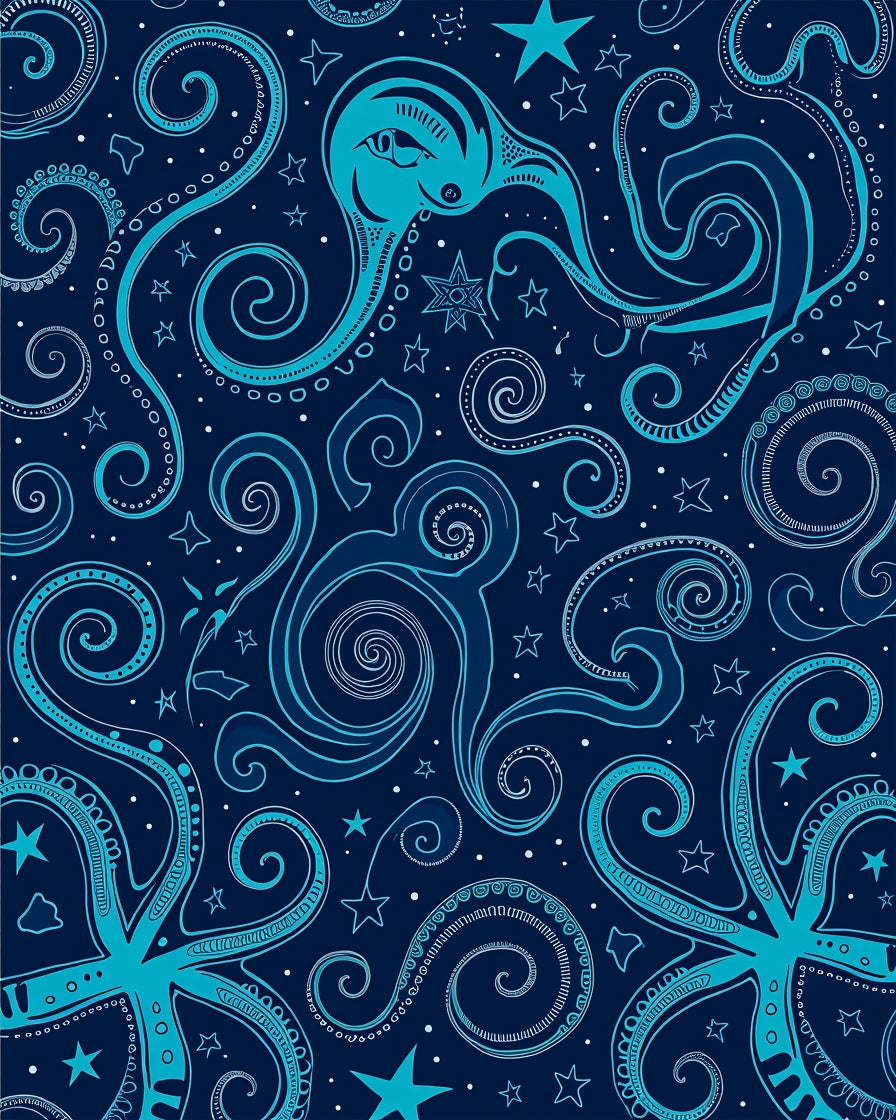 Celestial Octopus Swirls Pattern Rug