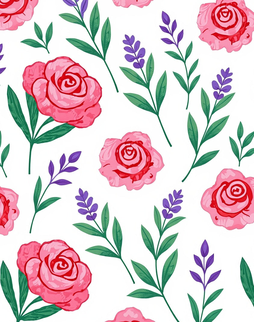 Pink Rose 2 Purple Herbal Meadow Rug