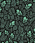 Elegant Mint Leaf Black Pattern Design Rug