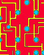 Red Yellow 8-Sided Blue Geometric Pattern Rug